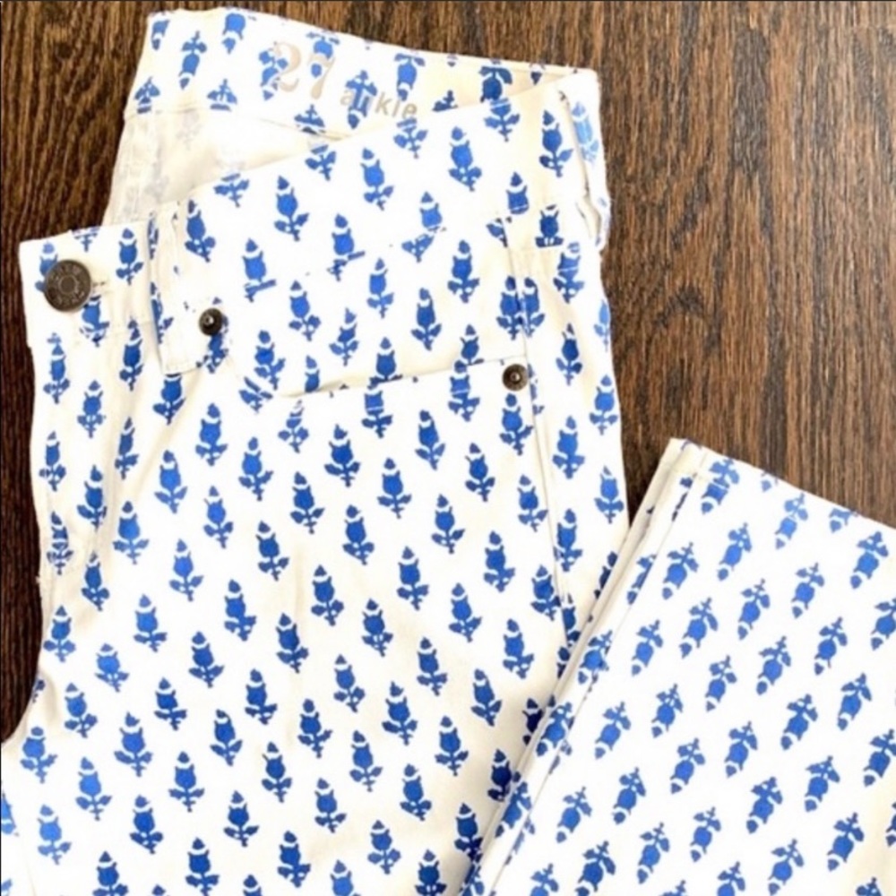 J. Crew Blue and White Toothpick Jeans NWOT